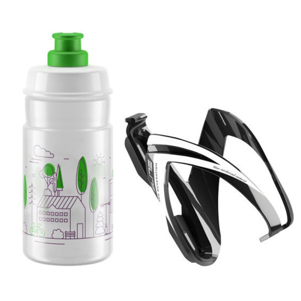 Elite Kit Ceo pudel + pudelihoidja 350 ml | Läbipaistev - roheline graafika