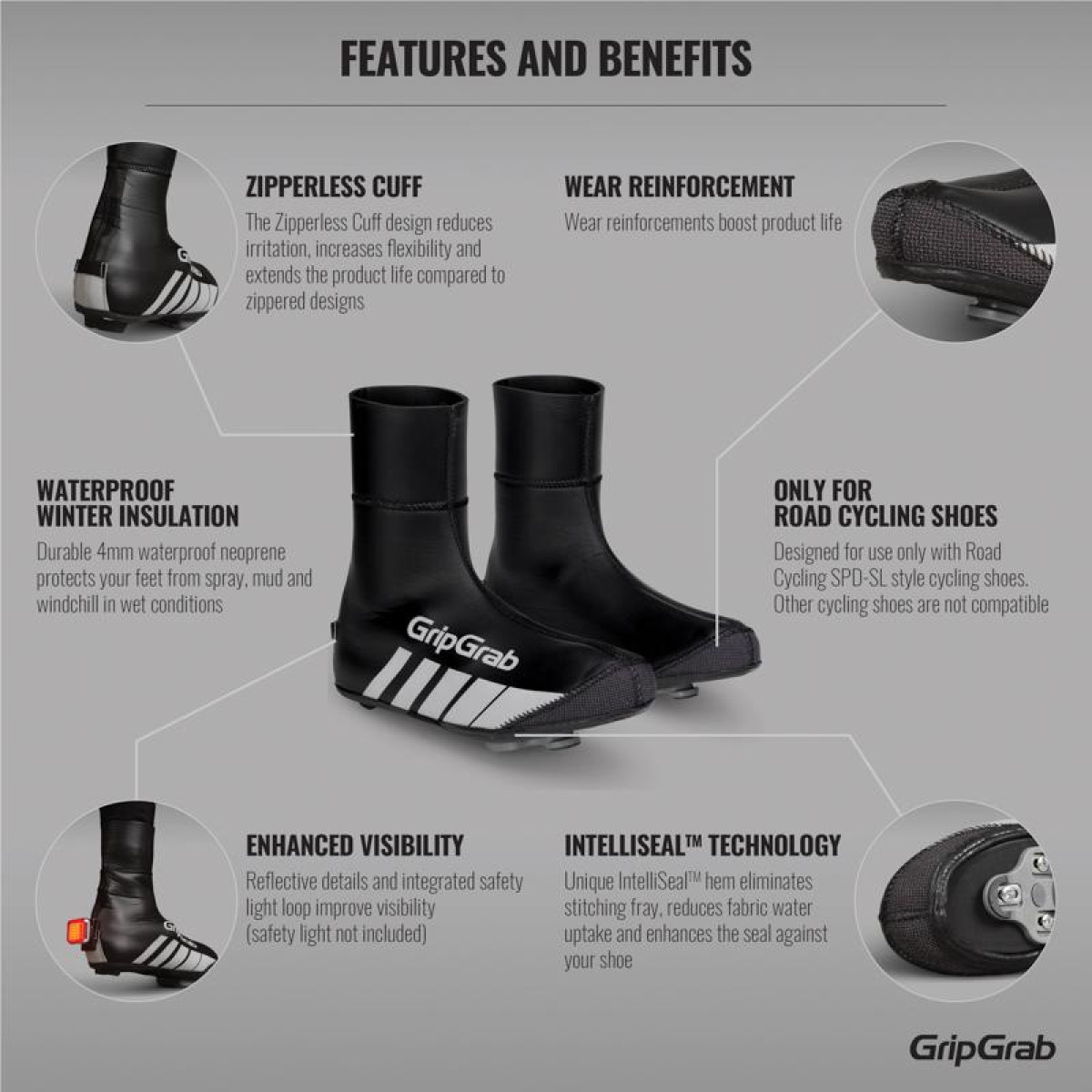 GripGrab RaceThermo Waterproof Winter Road mokasīni | Black