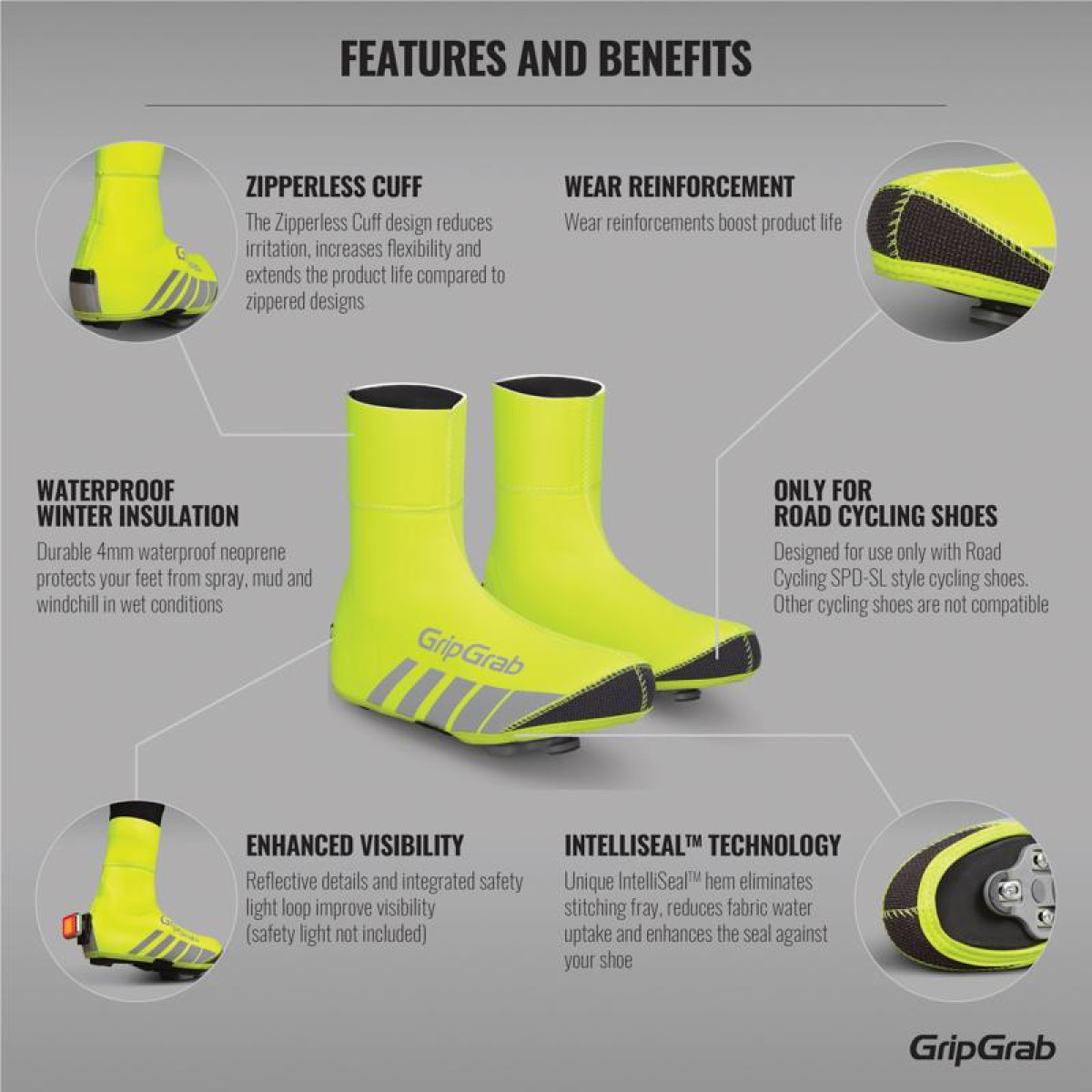 GripGrab RaceThermo Waterproof Winter Road mokasīni | Yellow Hi-Vis