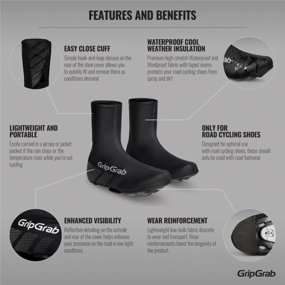 GripGrab Ride Waterproof Shoe Covers | Black