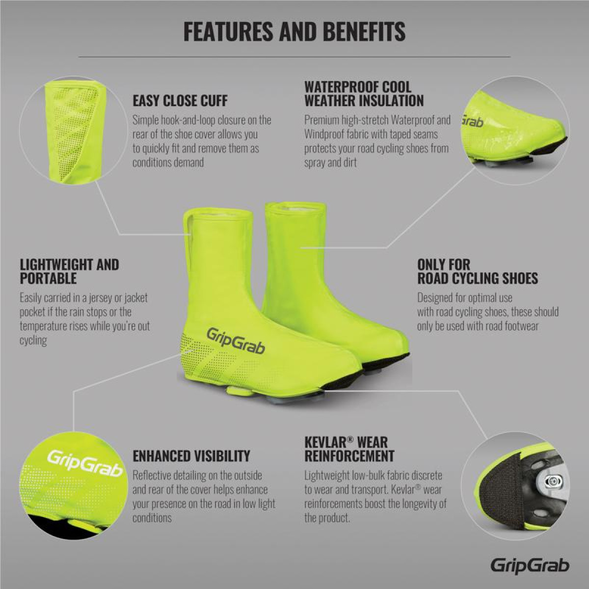 GripGrab Ride Waterproof mokasīni | Yellow Hi-Vis