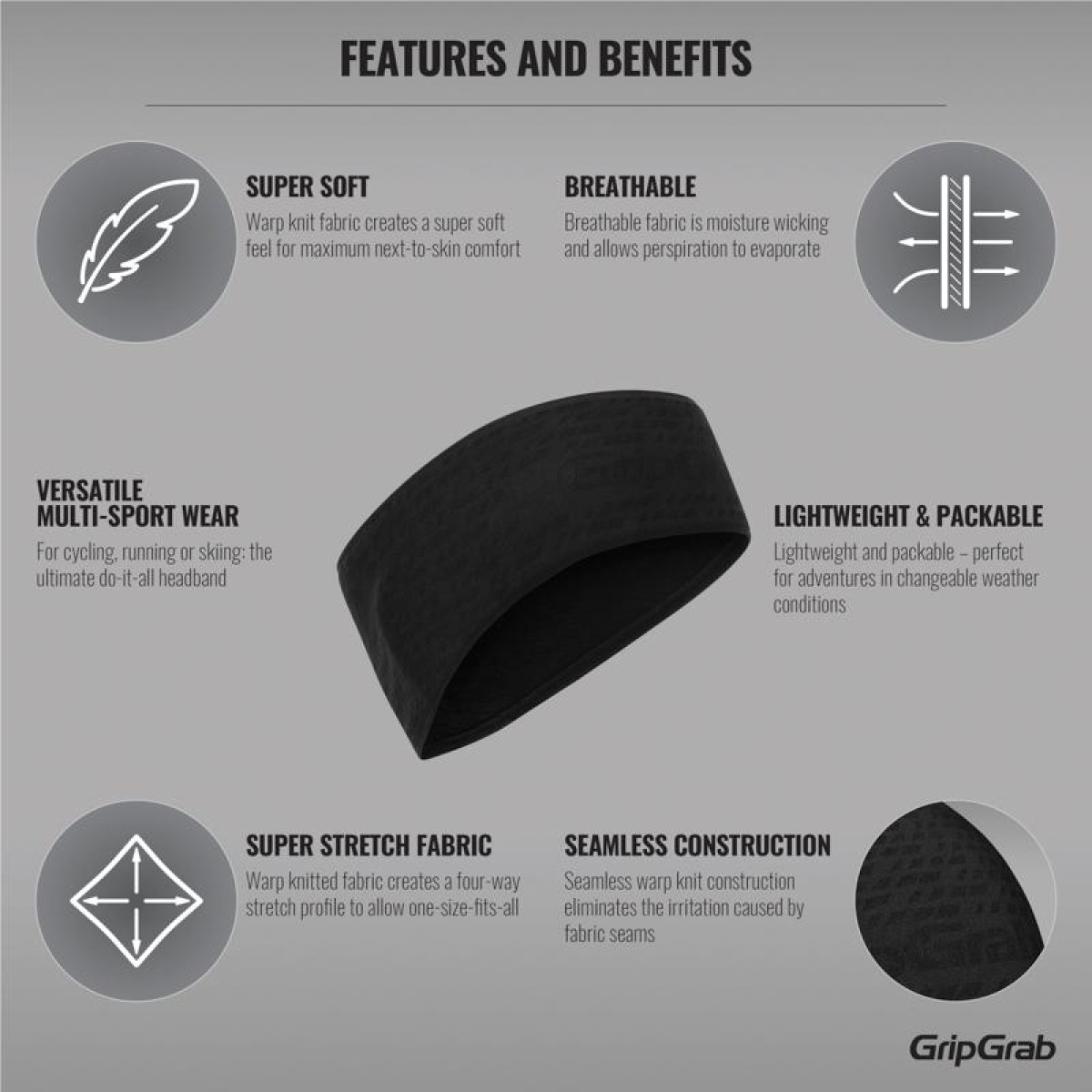 GripGrab Freedom Seamless Warp Knitted Headband