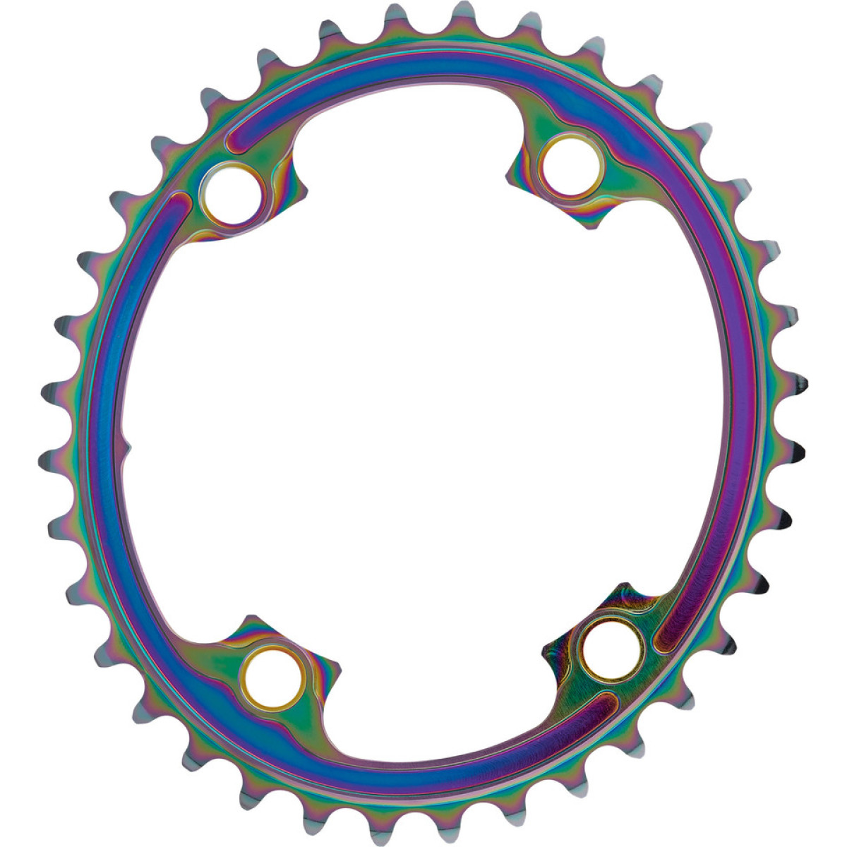 AbsoluteBlack Road Oval Premium Shimano 9100/8000/7000 Chainring | 110 BCD | 2x12/11/10-speed | Rainbow