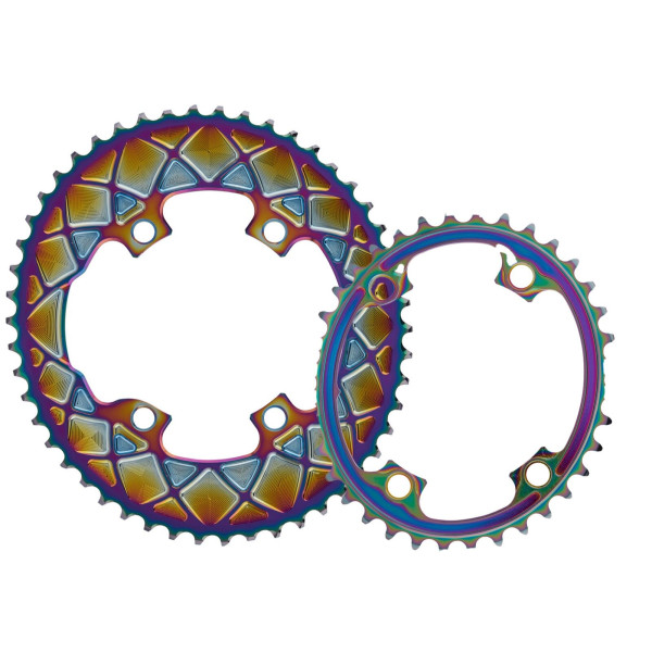 AbsoluteBlack Road Oval Premium Shimano 9100/8000/7000 hammasratas | 110 BCD | 2x12/11/10-käiguline | Rainbow
