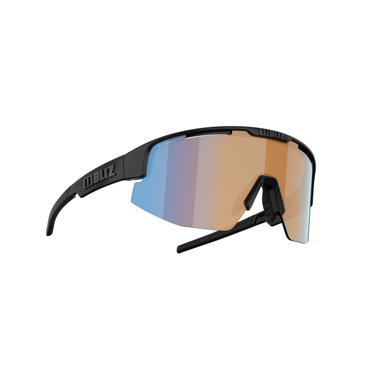 BLIZ Matrix Small saulesbrilles | Nano Optics - Nordic Light | Black - Coral Orange Blue