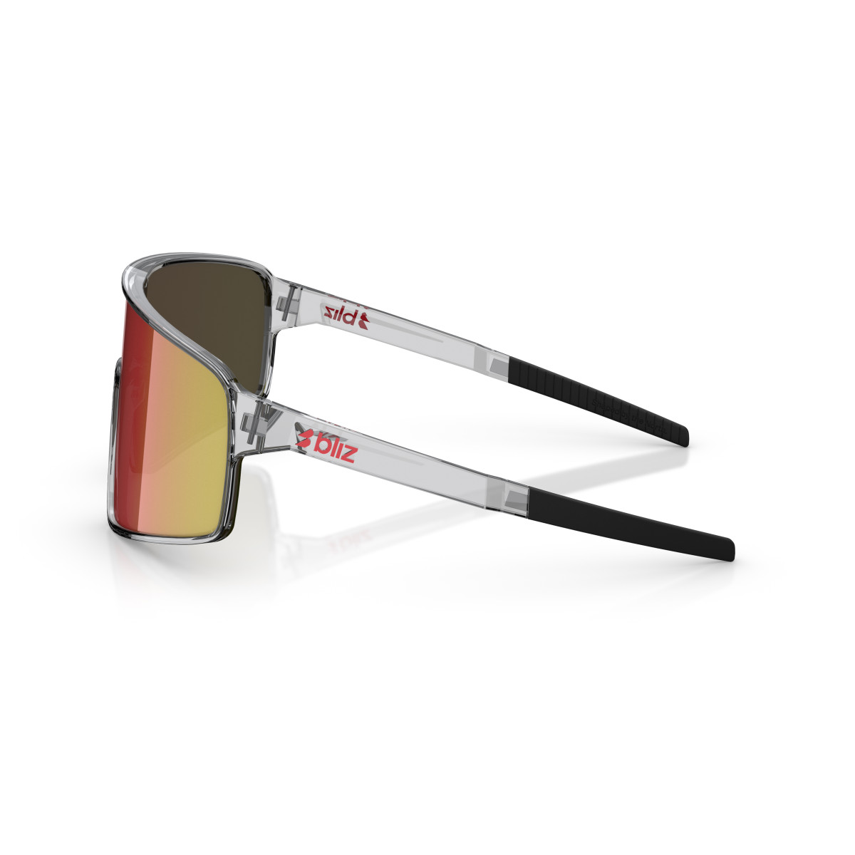 BLIZ P001 Sunglasses | Transparent Dark Grey - Red