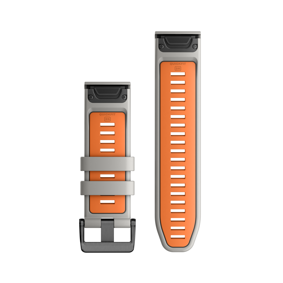 Garmin QuickFit® 26 Silicone Watch Band | Gray - Ember Orange