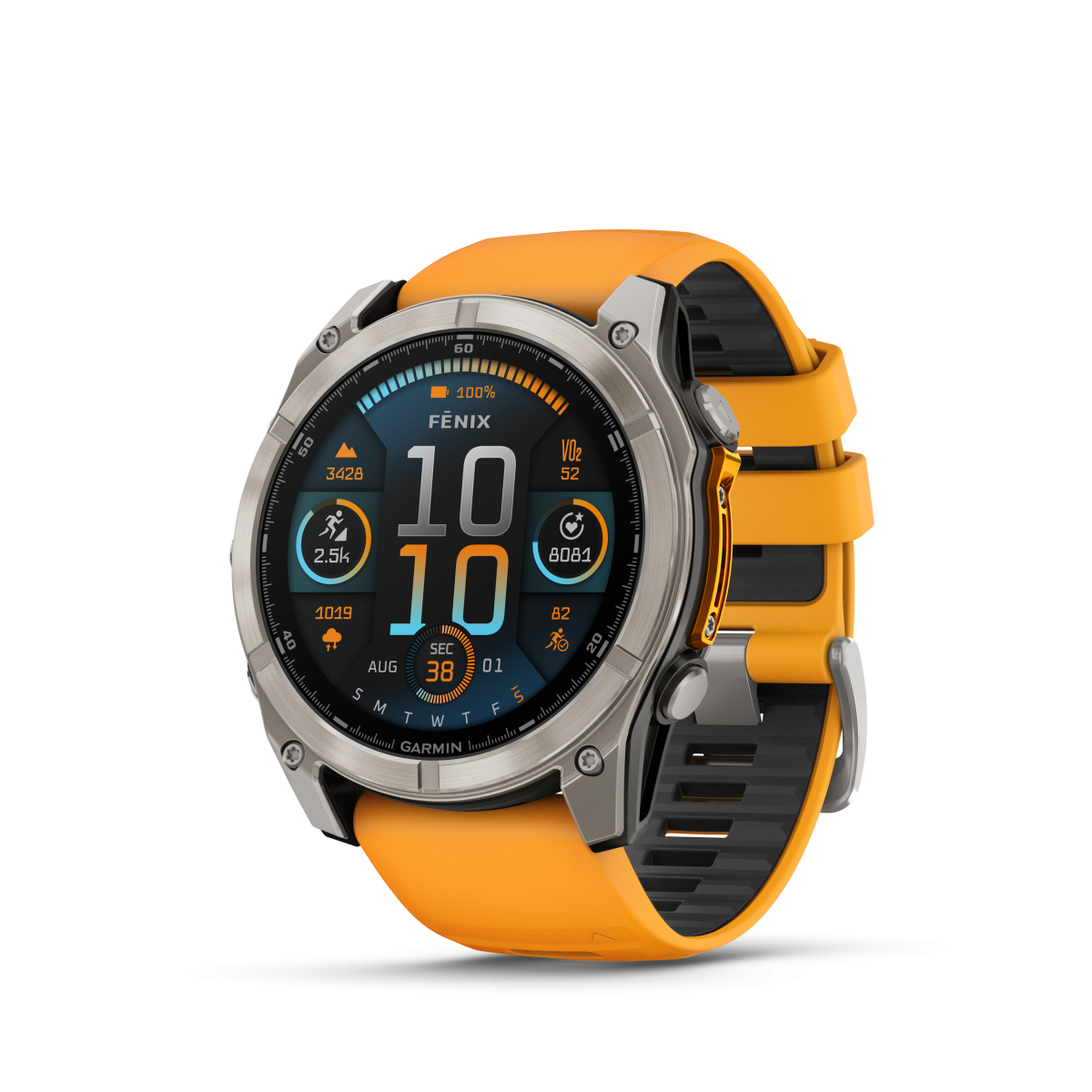 Garmin fēnix® 8 Amoled Titanium - Sapphire viedpulkstenis | 51 mm | Titāns - Spark Orange