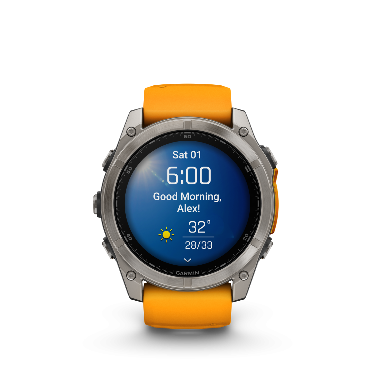 Garmin fēnix® 8 Amoled Titanium - Sapphire viedpulkstenis | 51 mm | Titāns - Spark Orange