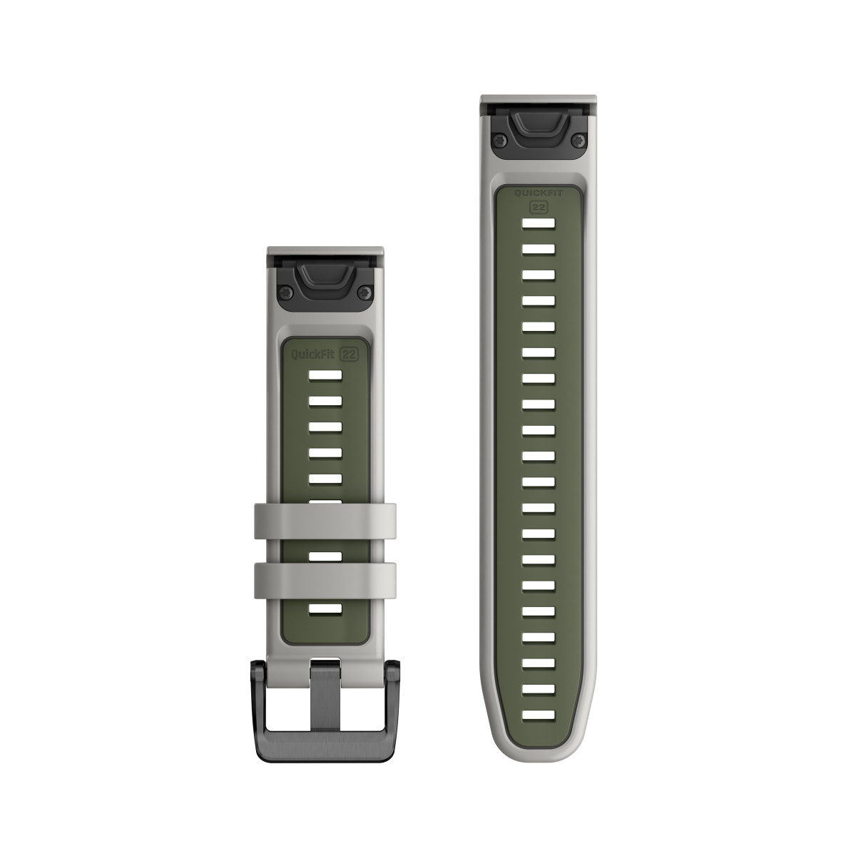 Garmin QuickFit® 22 Silicone Watch Band | Fog Grey - Moss