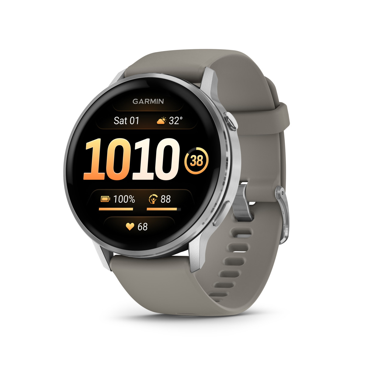Garmin Venu® 4 nutikell | 45 mm | Silver - Silver Grey Silicone Band