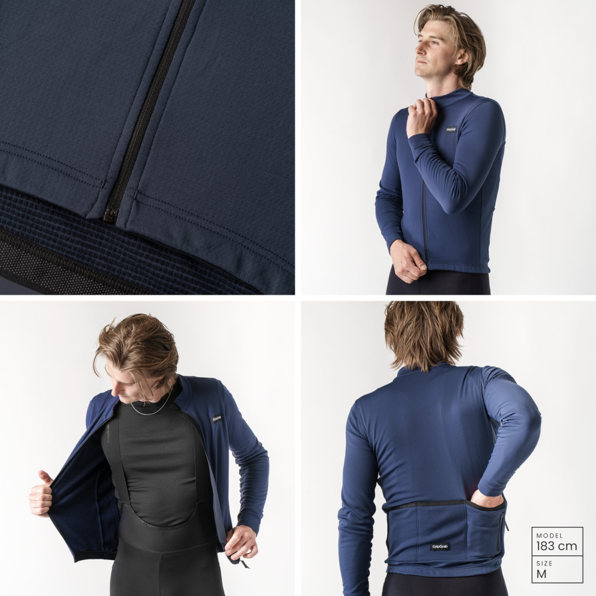 GripGrab EXPLR MerinoTech Thermal Men's Jersey | Navy Blue