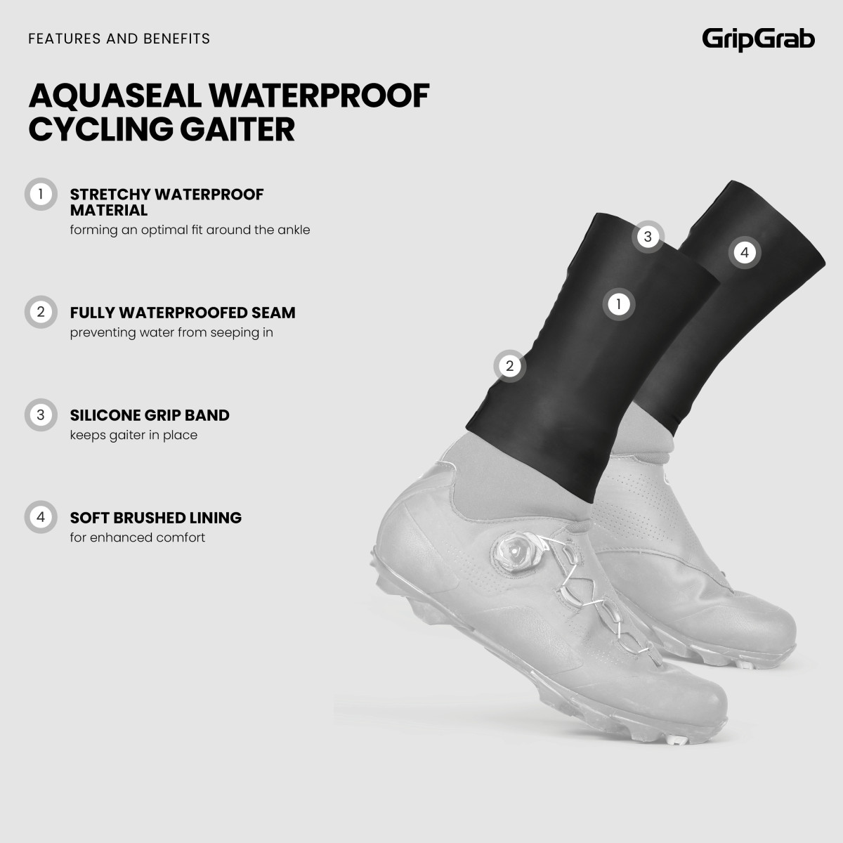 GripGrab AquaSeal Waterproof apavu pārvalka manšetes | Black