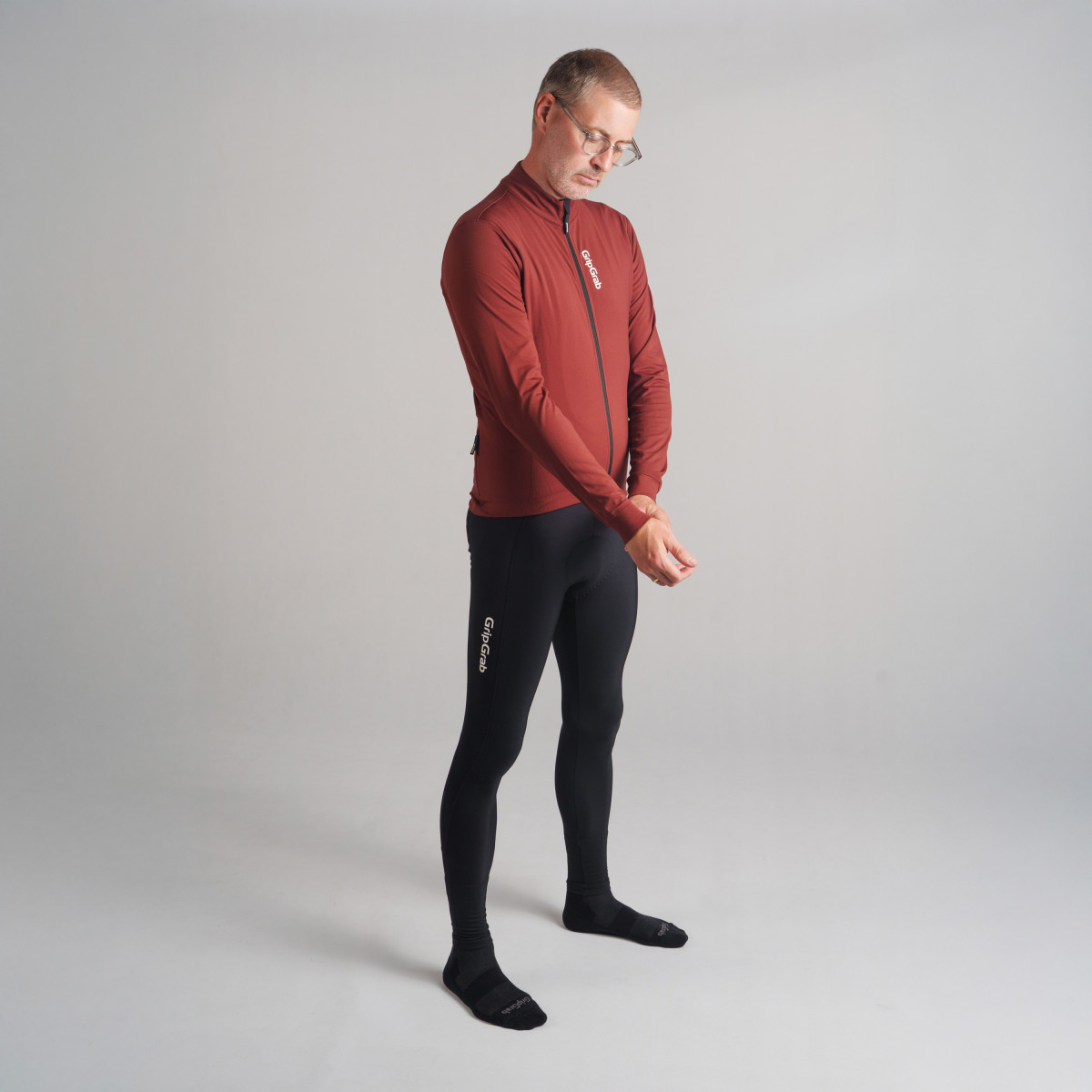 GripGrab Ride Thermal Men's Long Sleeve Jersey | Dark Red