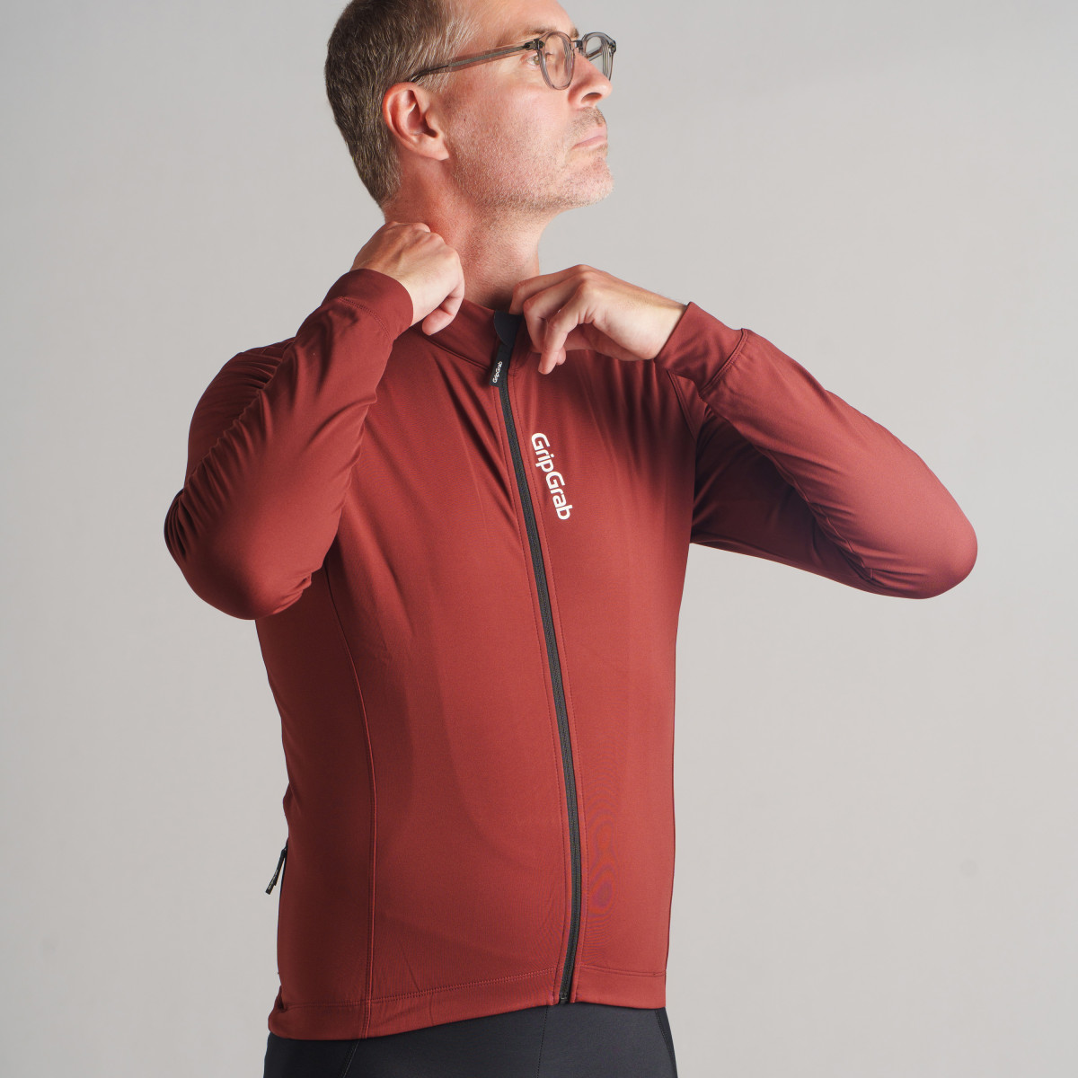 GripGrab Ride Thermal Men's Long Sleeve Jersey | Dark Red