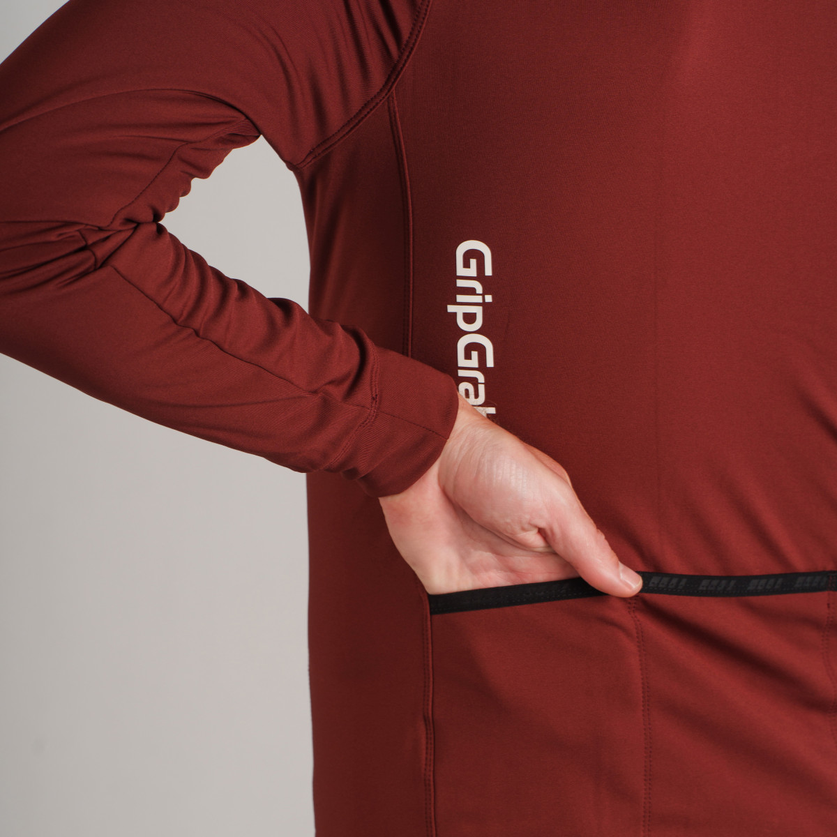 GripGrab Ride Thermal Men's Long Sleeve Jersey | Dark Red