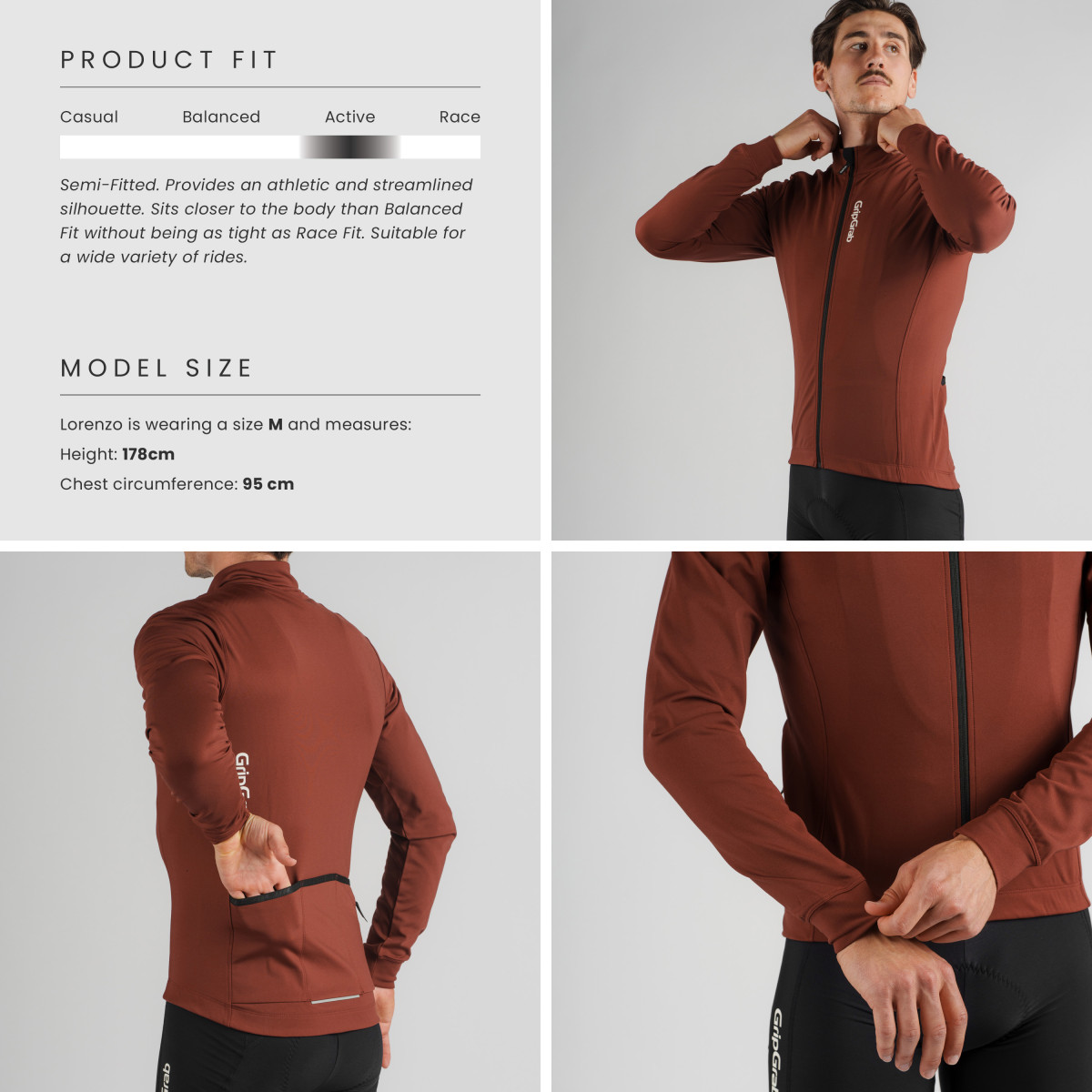 GripGrab Ride Thermal Men's Long Sleeve Jersey | Dark Red