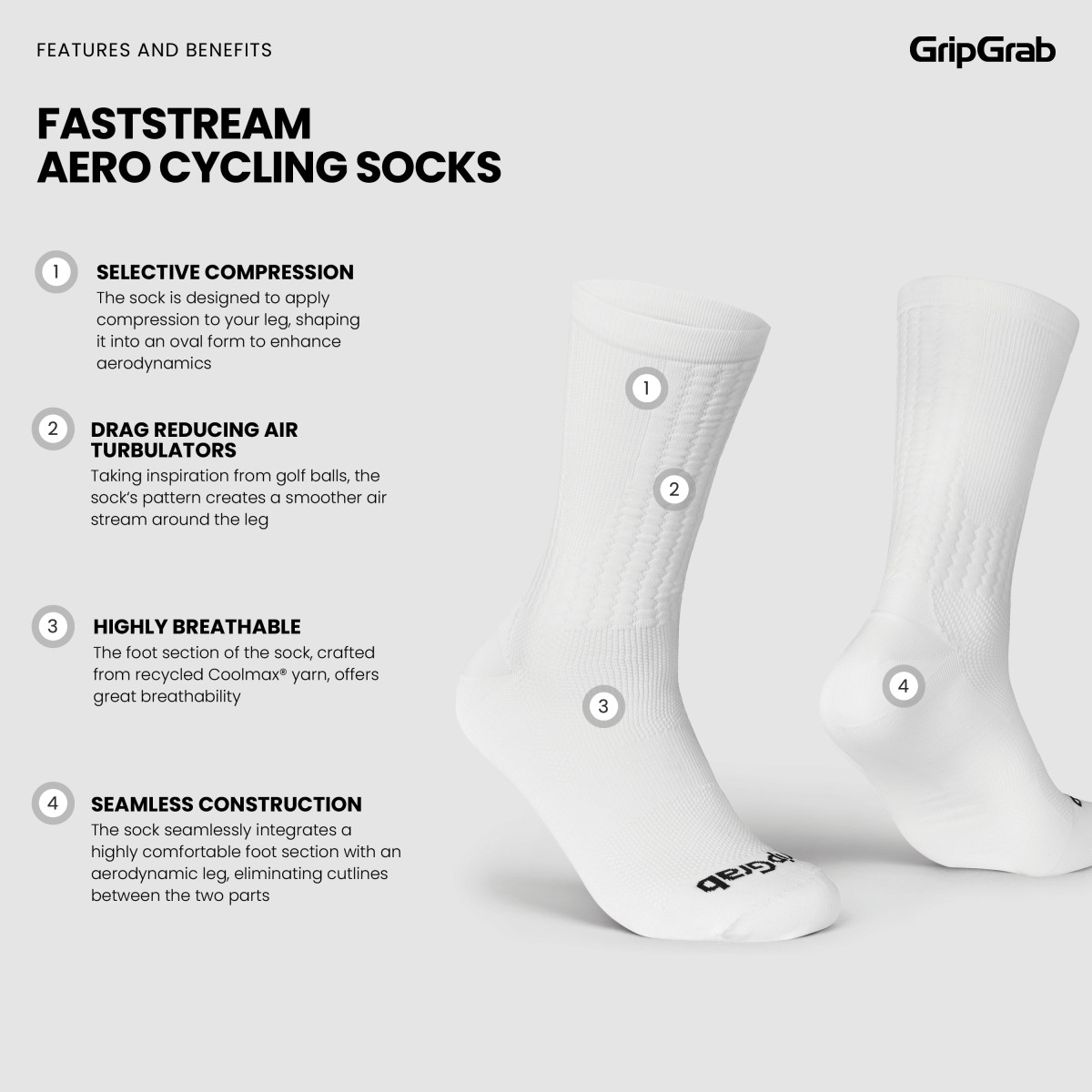 GripGrab FastStream Aero sokid | Valge