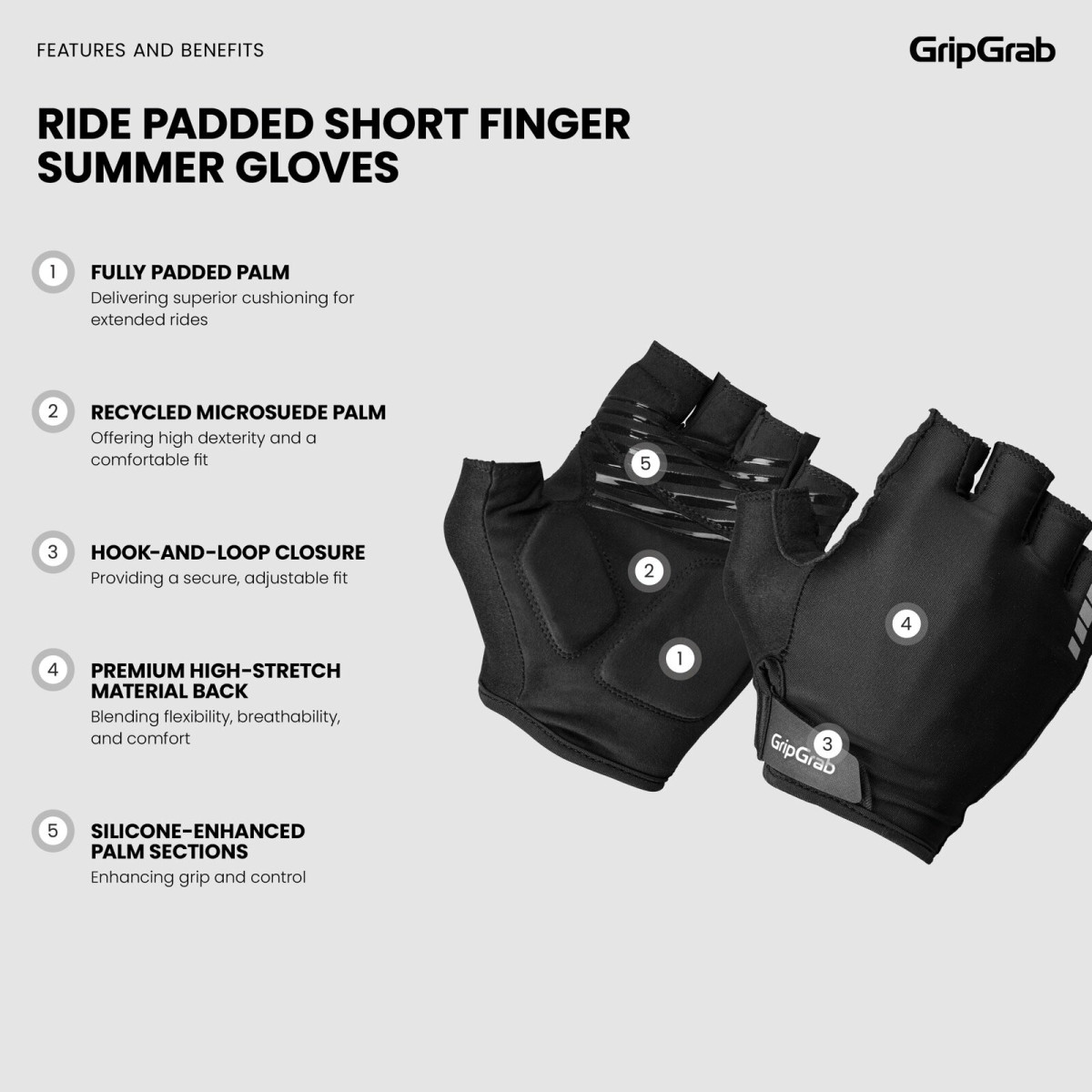 GripGrab Ride Padded kindad | Black
