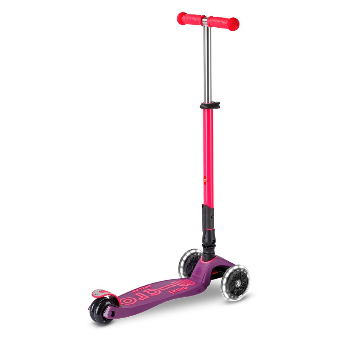 Maxi Micro Deluxe Neon LED kokkupandav tõukeratas | Ultra Pink