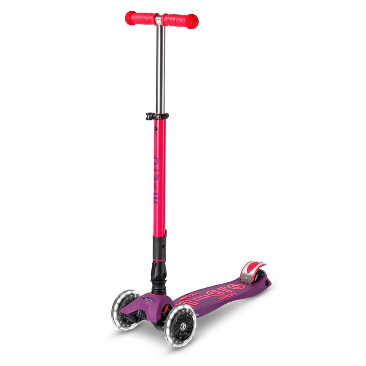 Maxi Micro Deluxe Neon LED kokkupandav tõukeratas | Ultra Pink