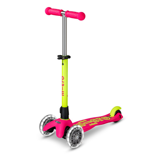 Mini Micro Deluxe Neon LED tõukeratas | Flamingo Yellow