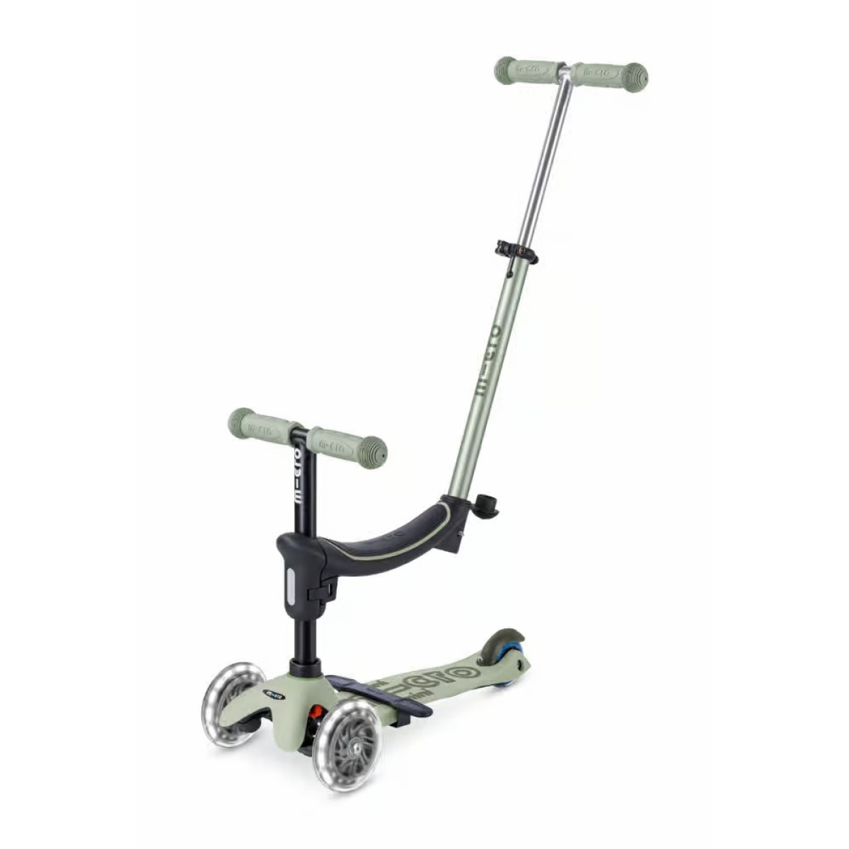 Mini Micro Deluxe Rock & Go LED tõukeratas | Olive Sage