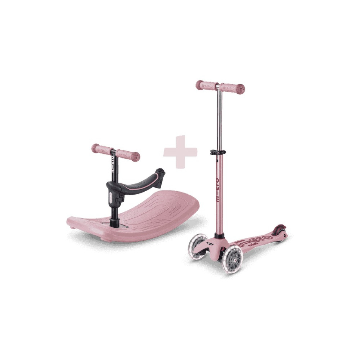 Mini Micro Deluxe Rock & Go LED Scooter | Dusty Rose