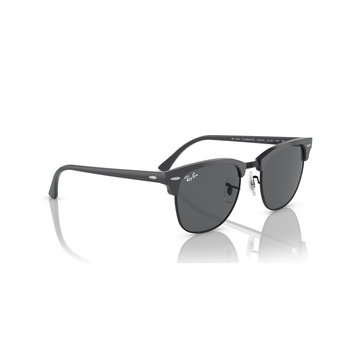 Ray-Ban Clubmaster Classic päikeseprillid | Grey on Black - Dark Grey