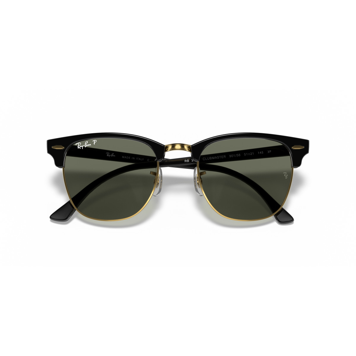 Ray-Ban Clubmaster Classic päikeseprillid | Polarised | Black & Gold - G-15 Green