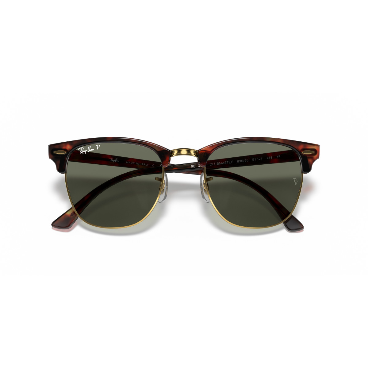 Ray-Ban Clubmaster Classic päikeseprillid | Polarised | Tortoise On Gold - G-15 Green