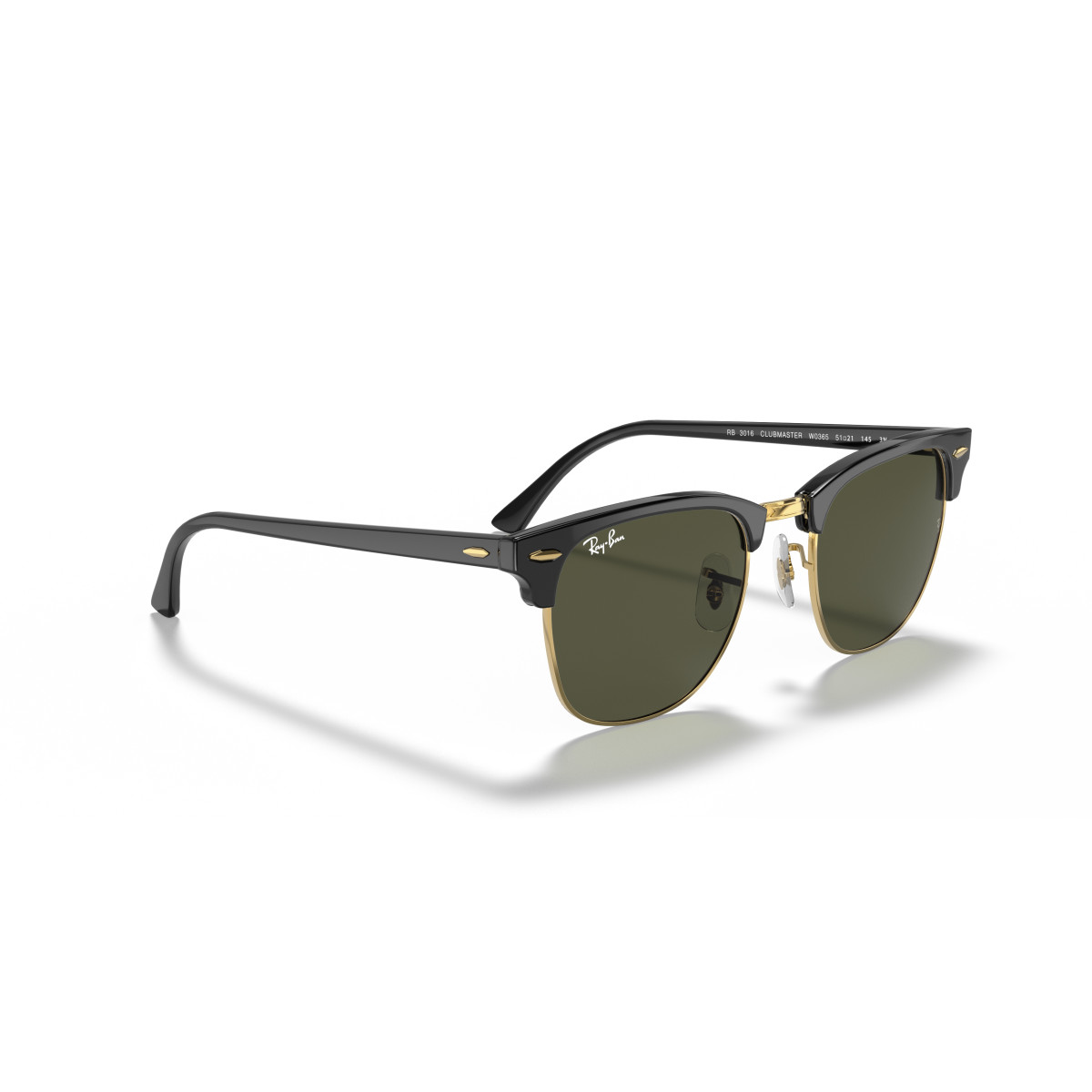 Ray-Ban Clubmaster Classic päikeseprillid | Black On Gold - G-15 Green