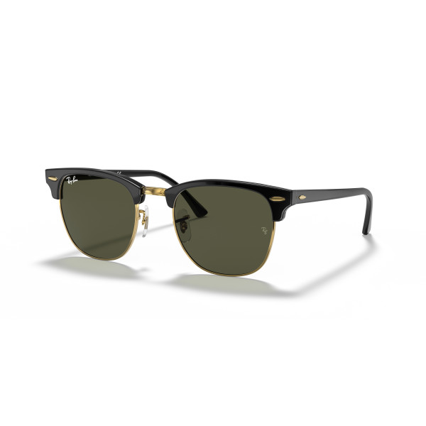 Ray-Ban Clubmaster Classic päikeseprillid | Black On Gold - G-15 Green