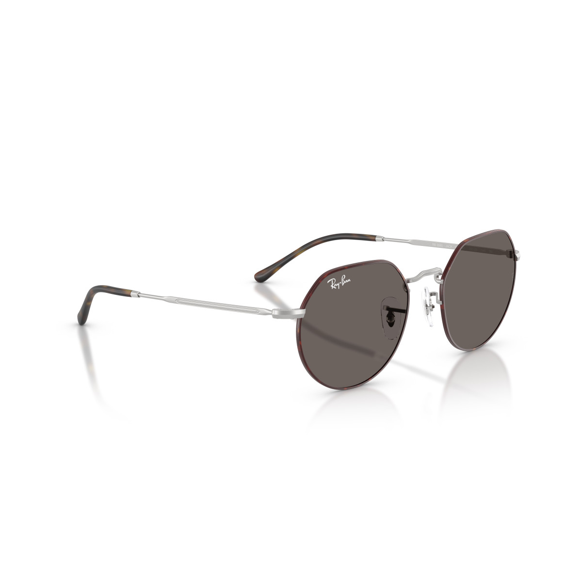 Ray-Ban Jack päikeseprillid | Matt Havana On Matt Silver - Dark Grey