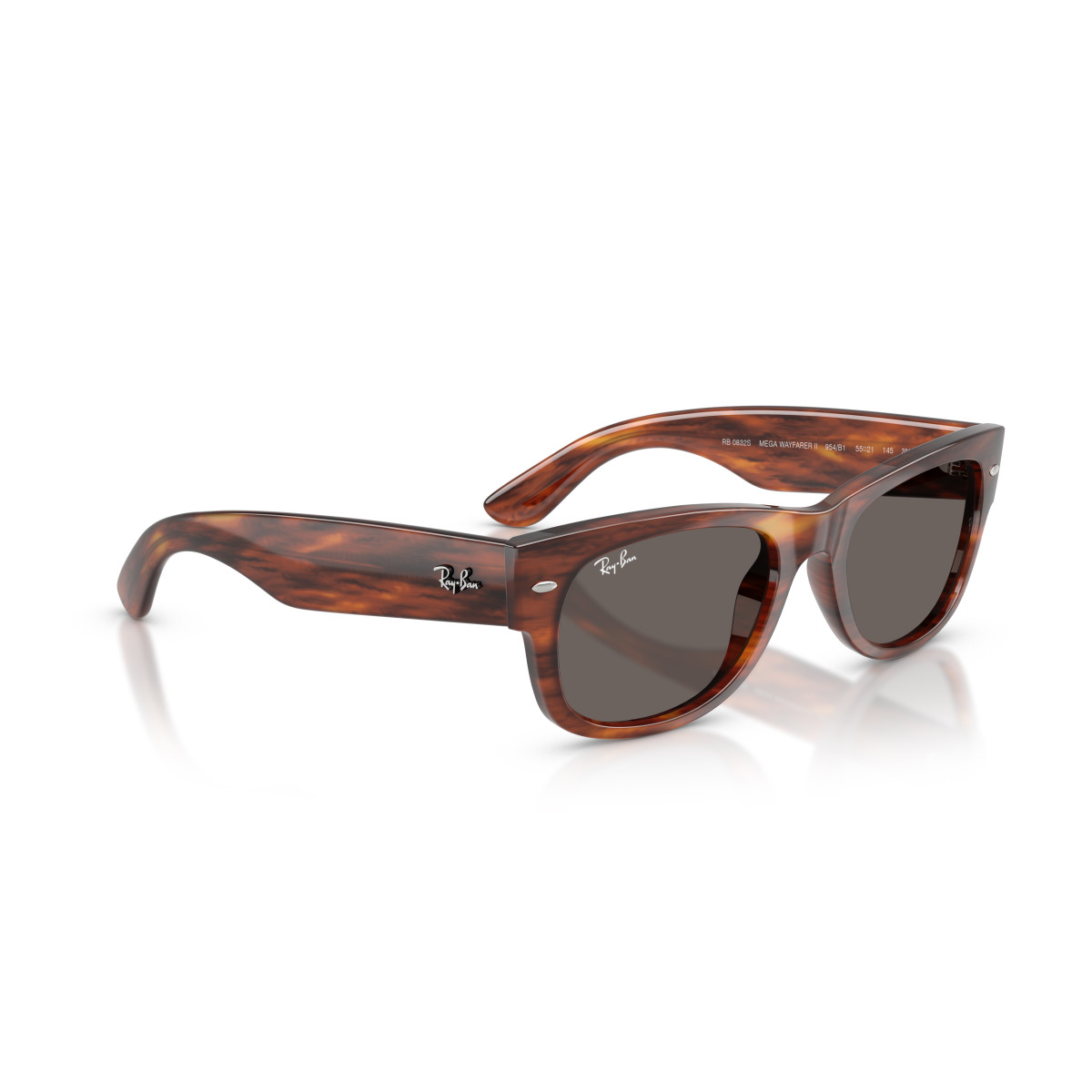 Ray-Ban Mega Wayfarer II päikeseprillid | Striped Havana - Dark Grey