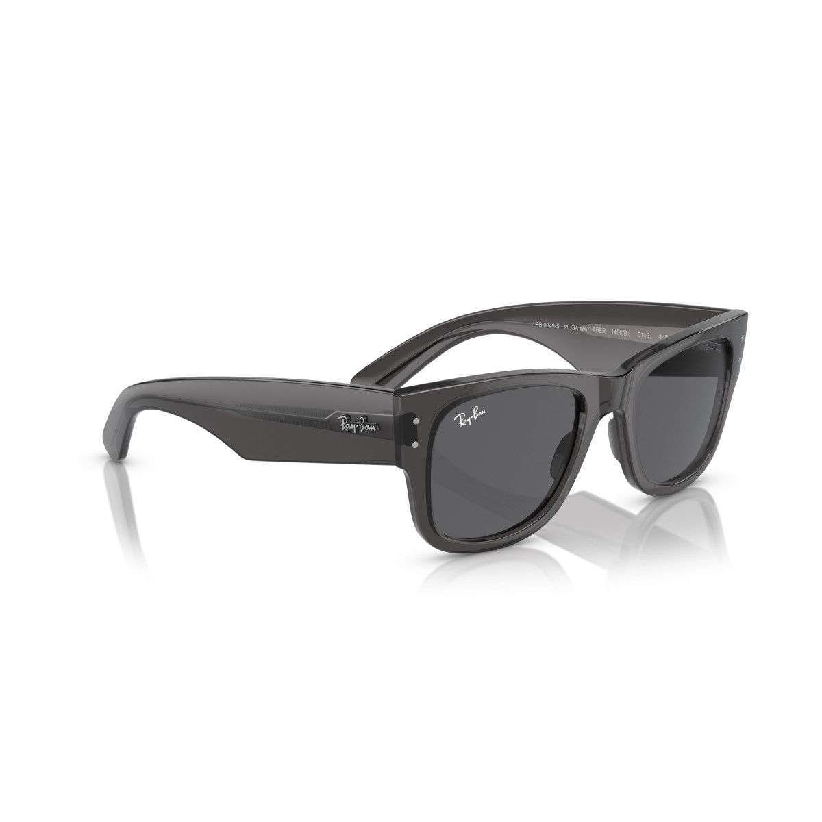 Ray-Ban Mega Wayfarer päikeseprillid | Transparent Black - Dark Grey