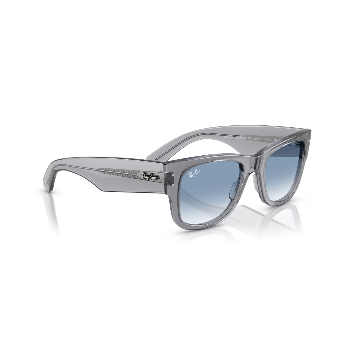 Ray-Ban Mega Wayfarer päikeseprillid | Transparent Grey - Clear Gradient Blue