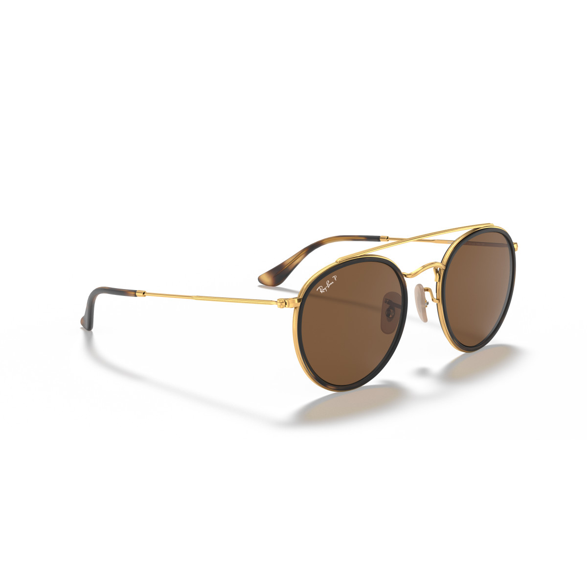 Ray-Ban Round Double Bridge päikeseprillid | Polarized | Arista Gold - Brown