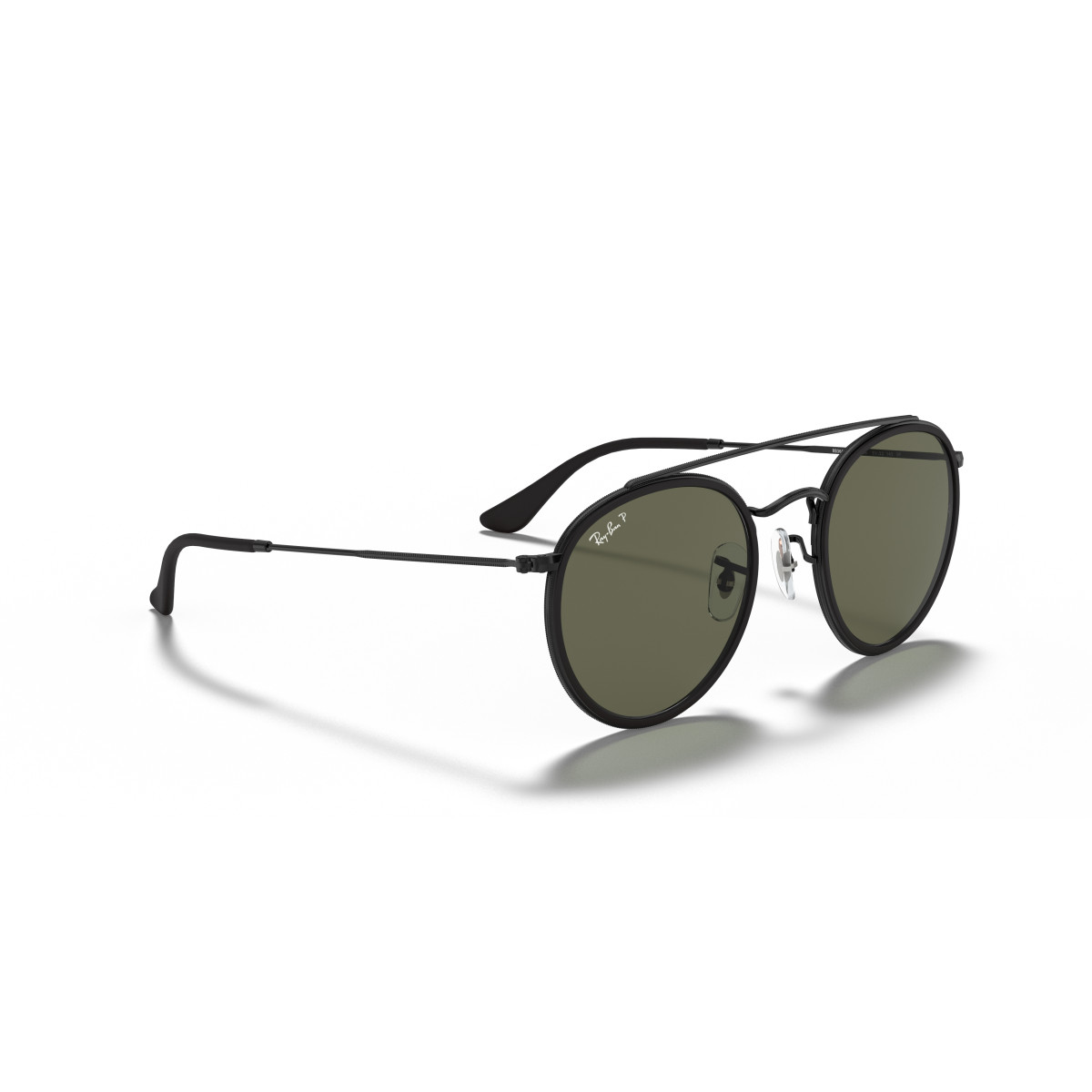 Ray-Ban Round Double Bridge päikeseprillid | Polarised | Black - G-15 Green