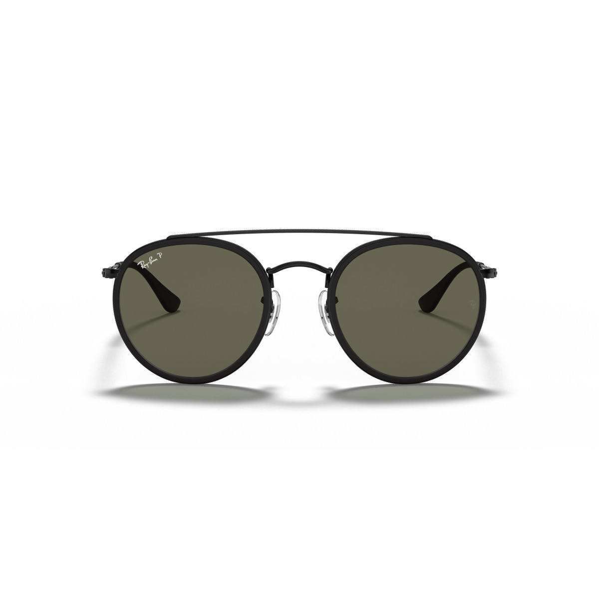 Ray-Ban Round Double Bridge päikeseprillid | Polarised | Black - G-15 Green