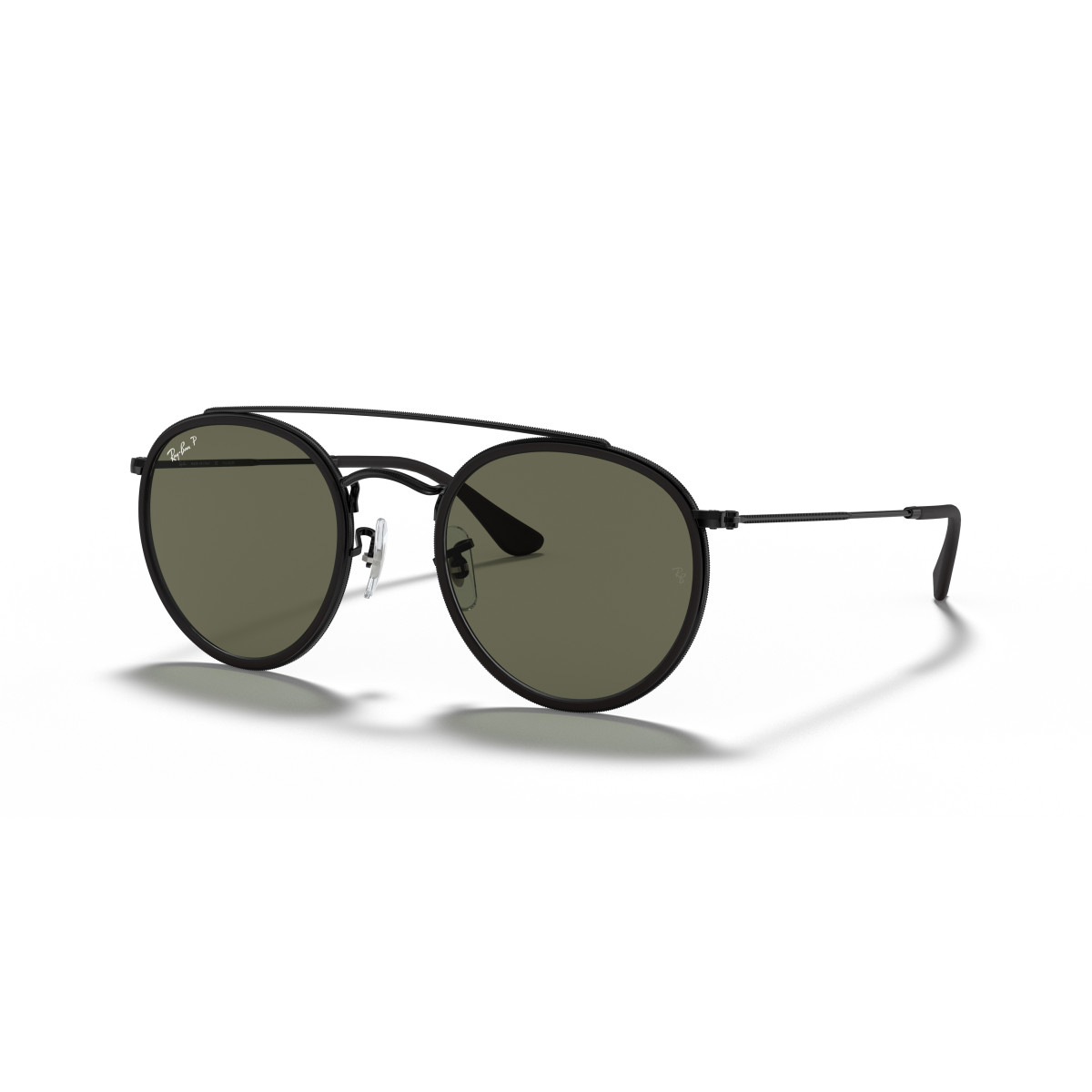 Ray-Ban Round Double Bridge päikeseprillid | Polarised | Black - G-15 Green