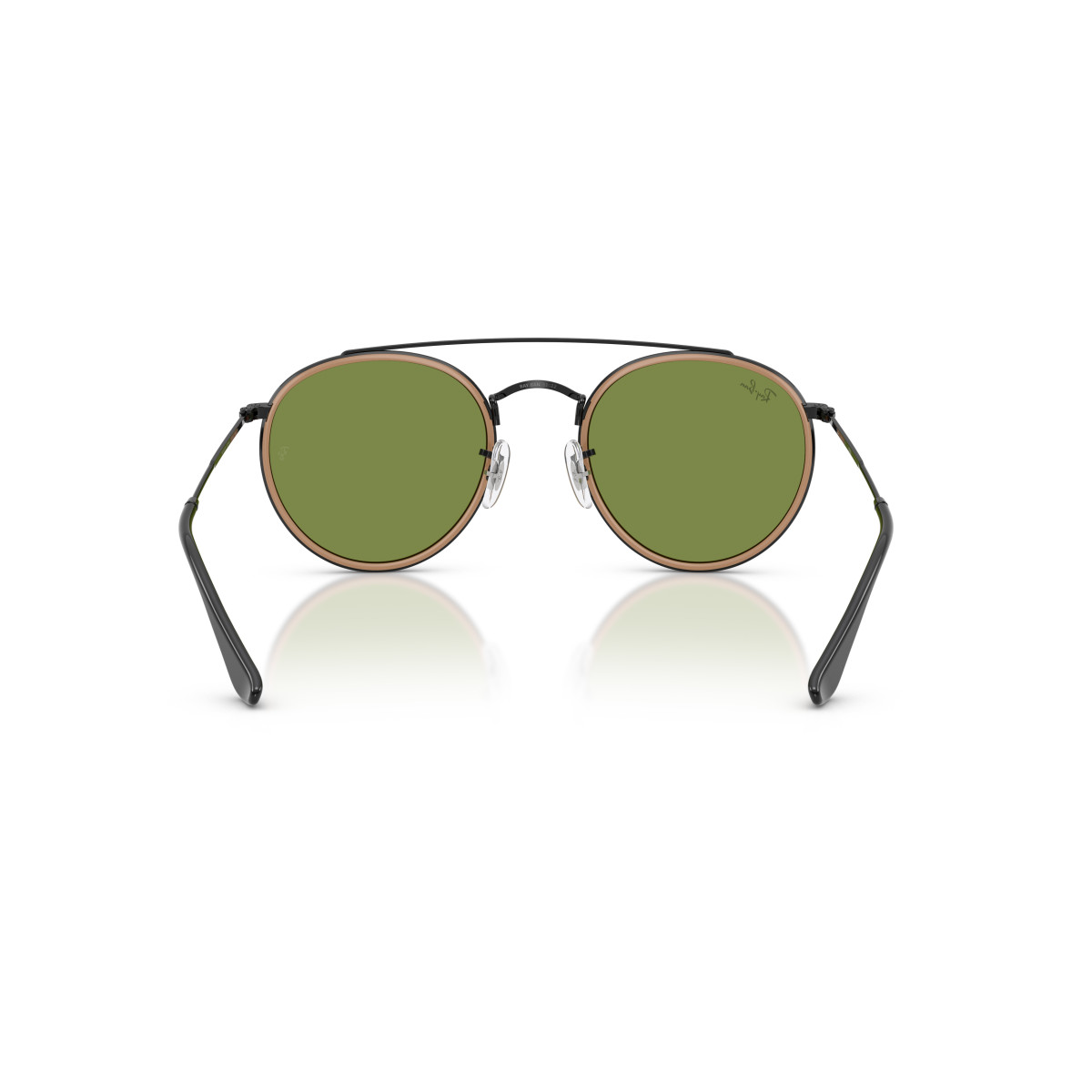 Ray-Ban Round Double Bridge päikeseprillid | Black - Brown Green