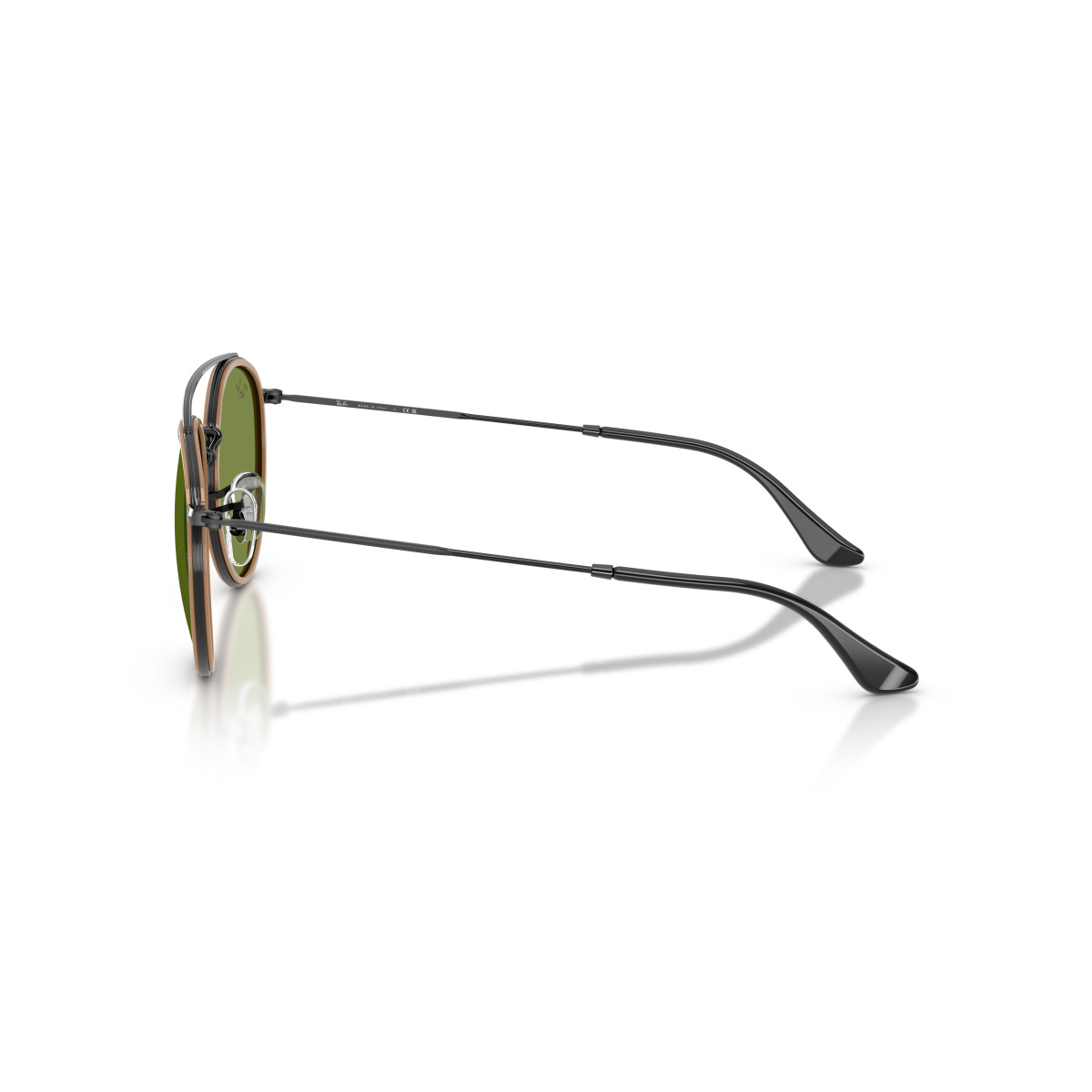 Ray-Ban Round Double Bridge päikeseprillid | Black - Brown Green