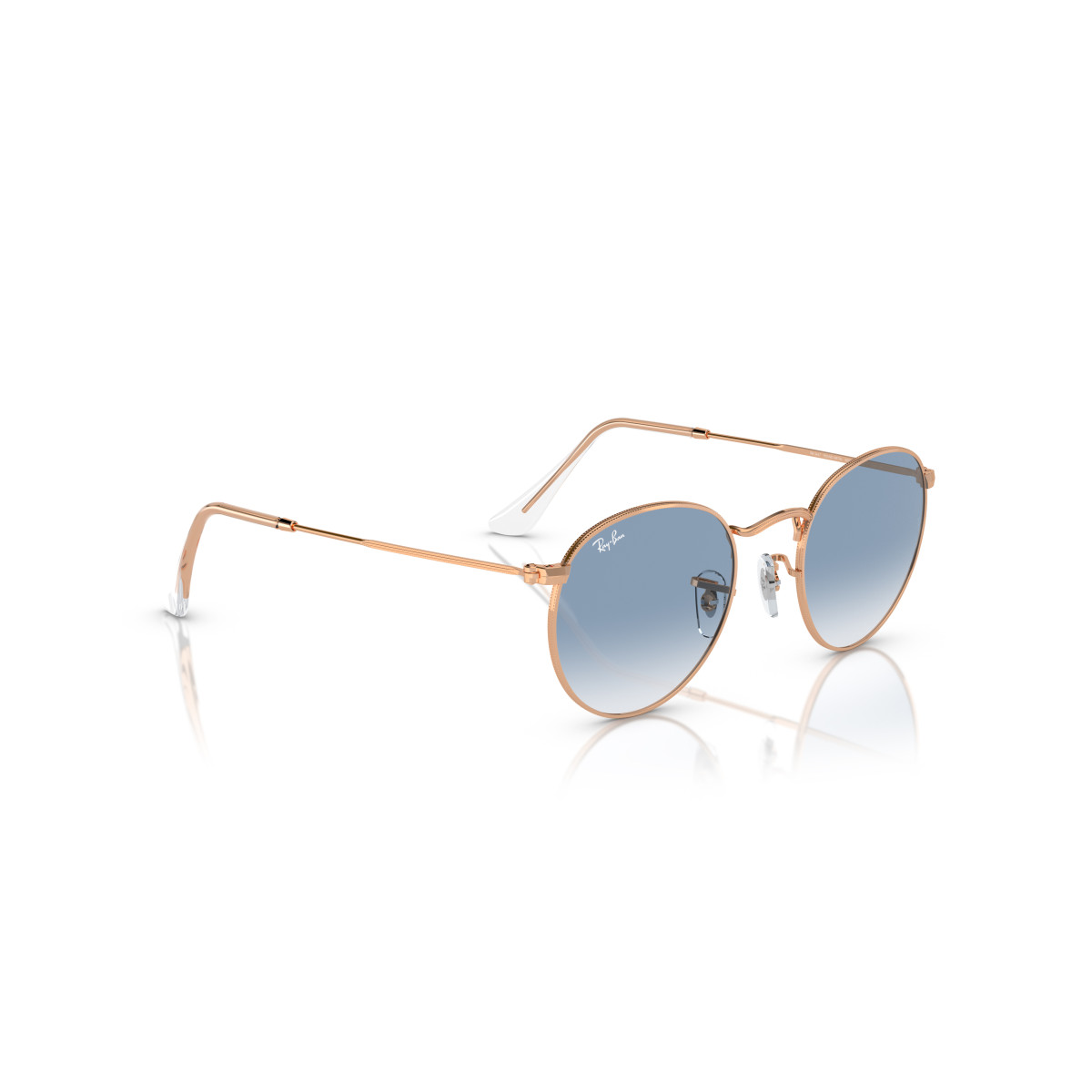Ray-Ban Round Metal Large päikeseprillid | Rose Gold - Clear & Blue
