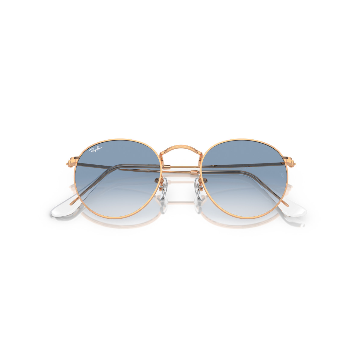 Ray-Ban Round Metal Large päikeseprillid | Rose Gold - Clear & Blue