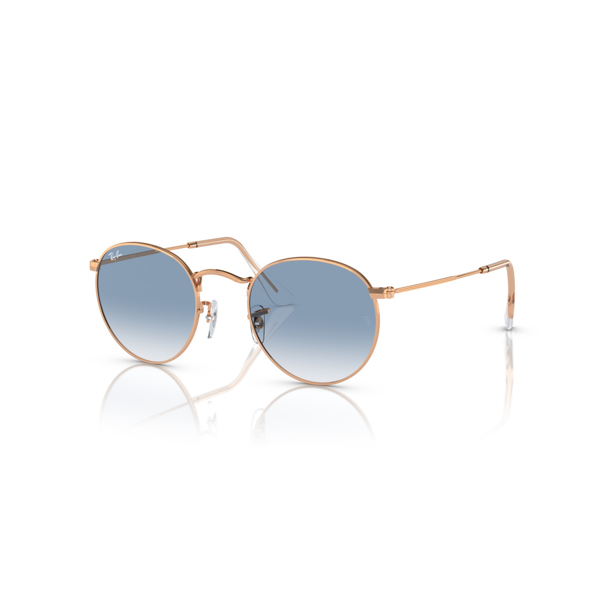 Ray-Ban Round Metal Large päikeseprillid | Rose Gold - Clear & Blue