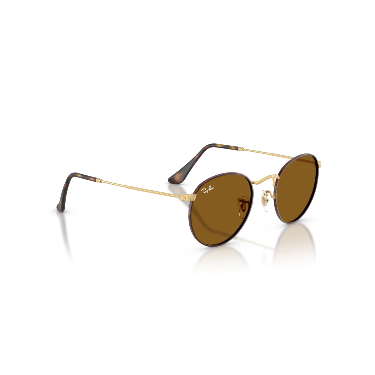 Ray-Ban Round Metal Large päikeseprillid | Matt Havana On Matt Arista Gold - Brown
