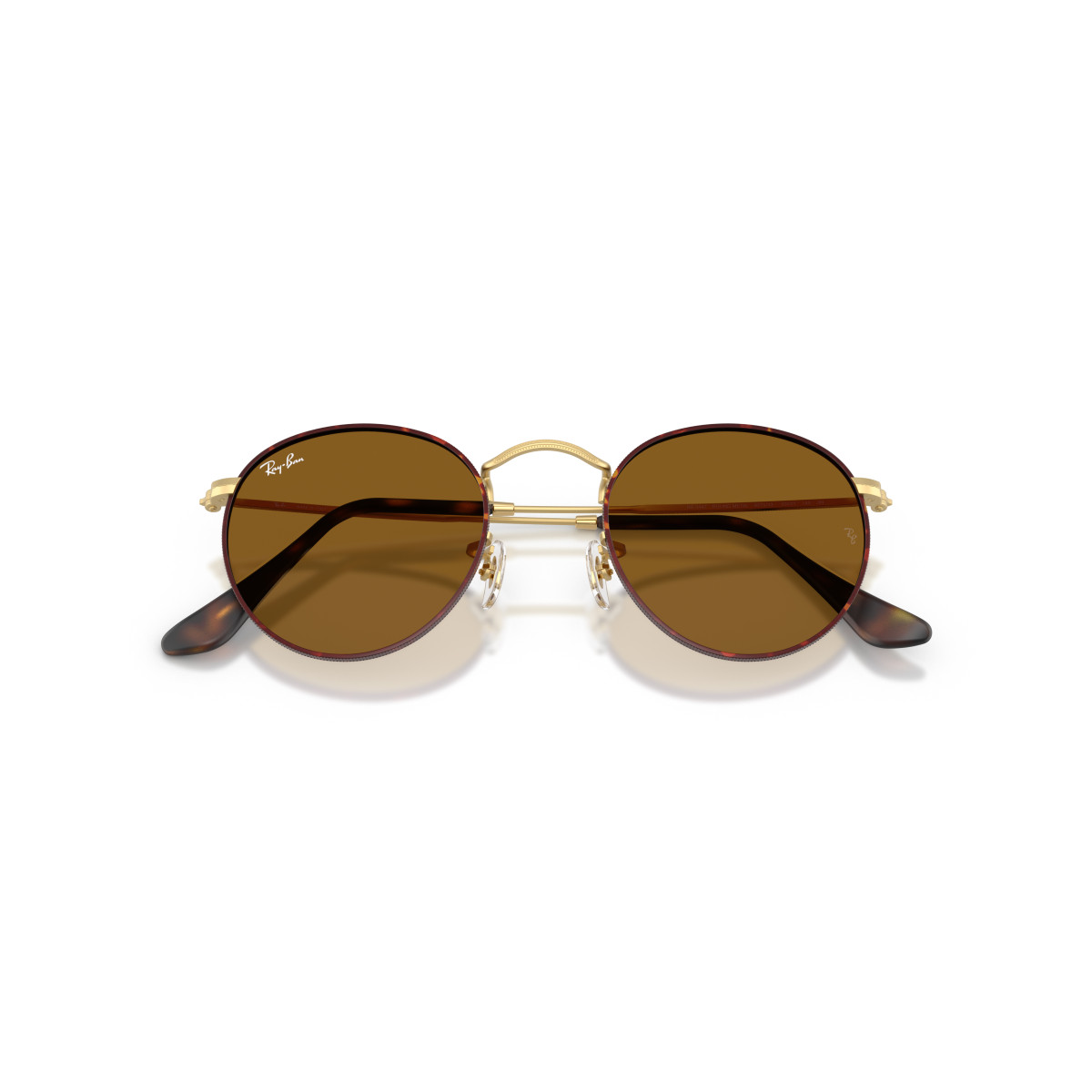 Ray-Ban Round Metal Large päikeseprillid | Matt Havana On Matt Arista Gold - Brown