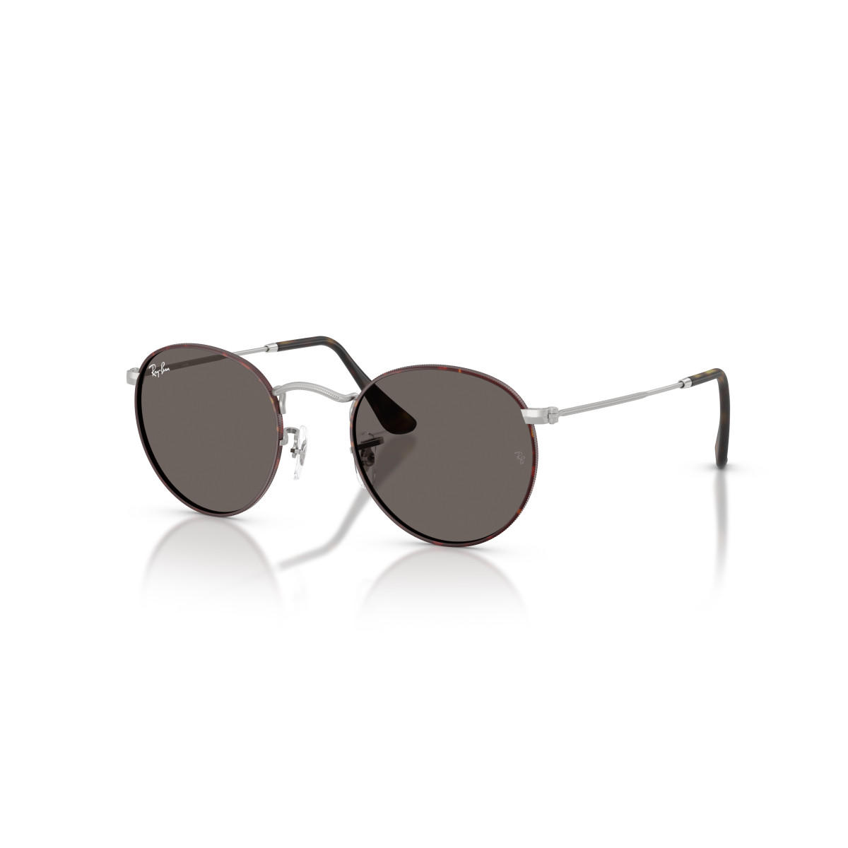 Ray-Ban Round Metal Small päikeseprillid | Matt Havana On Matt Silver - Dark Grey