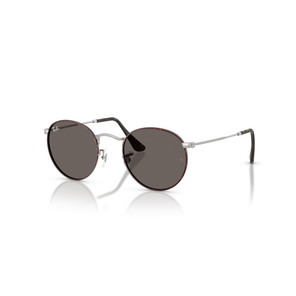 Ray-Ban Round Metal Large päikeseprillid | Matt Havana On Matt Silver - Dark Grey